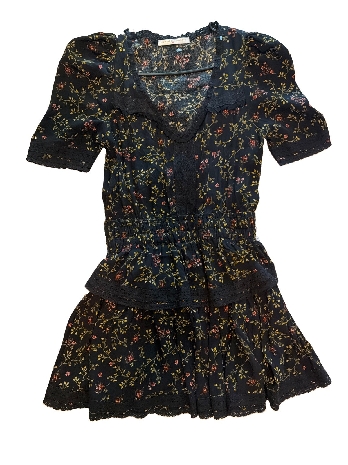 Eye of The Needle Black Multicolor Short Sleeve Dress