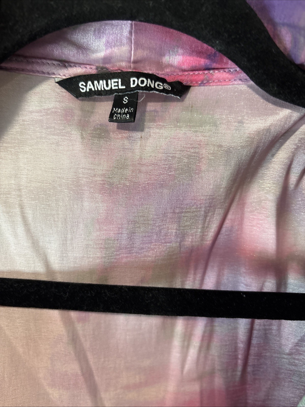 Samuel Dong ZIPPER Ruffle Dress Size Small Pink Floral Watercolor