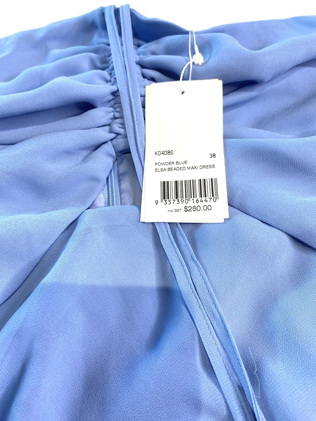 Kookai Dress Size 10 / 38 Light Blue Halter Neck BNWT RRP $250 Elsa Beaded Maxi