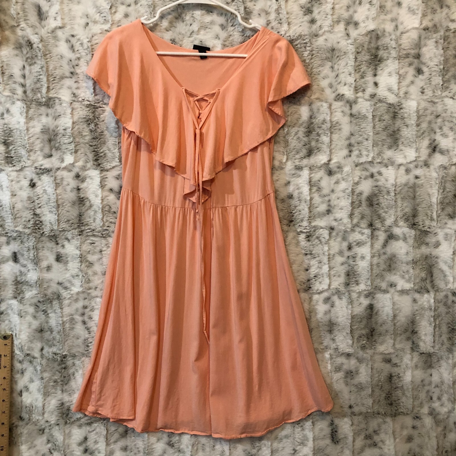 Torrid Dress Soft Corral Women’s Casual Sleeveless Ruffle Side Zip Tie Neck 10