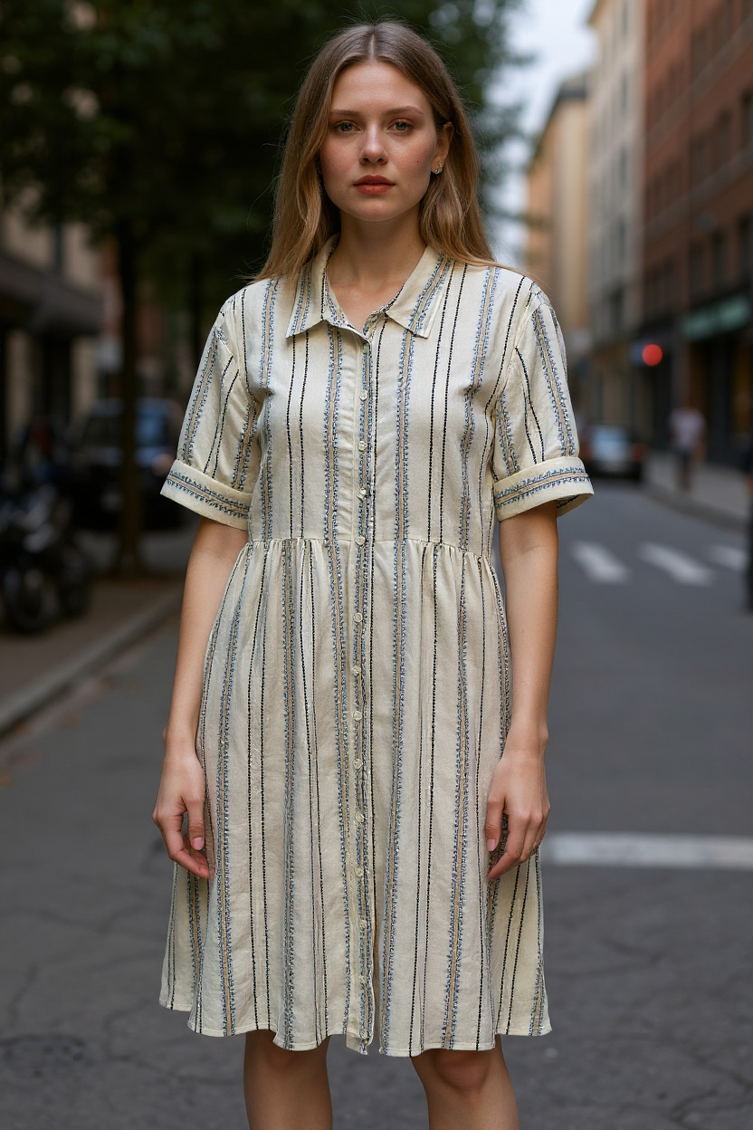Sister Paul Joe Embroidered Midi Dress S 36-4 Ivory France Cottagecore Preppy