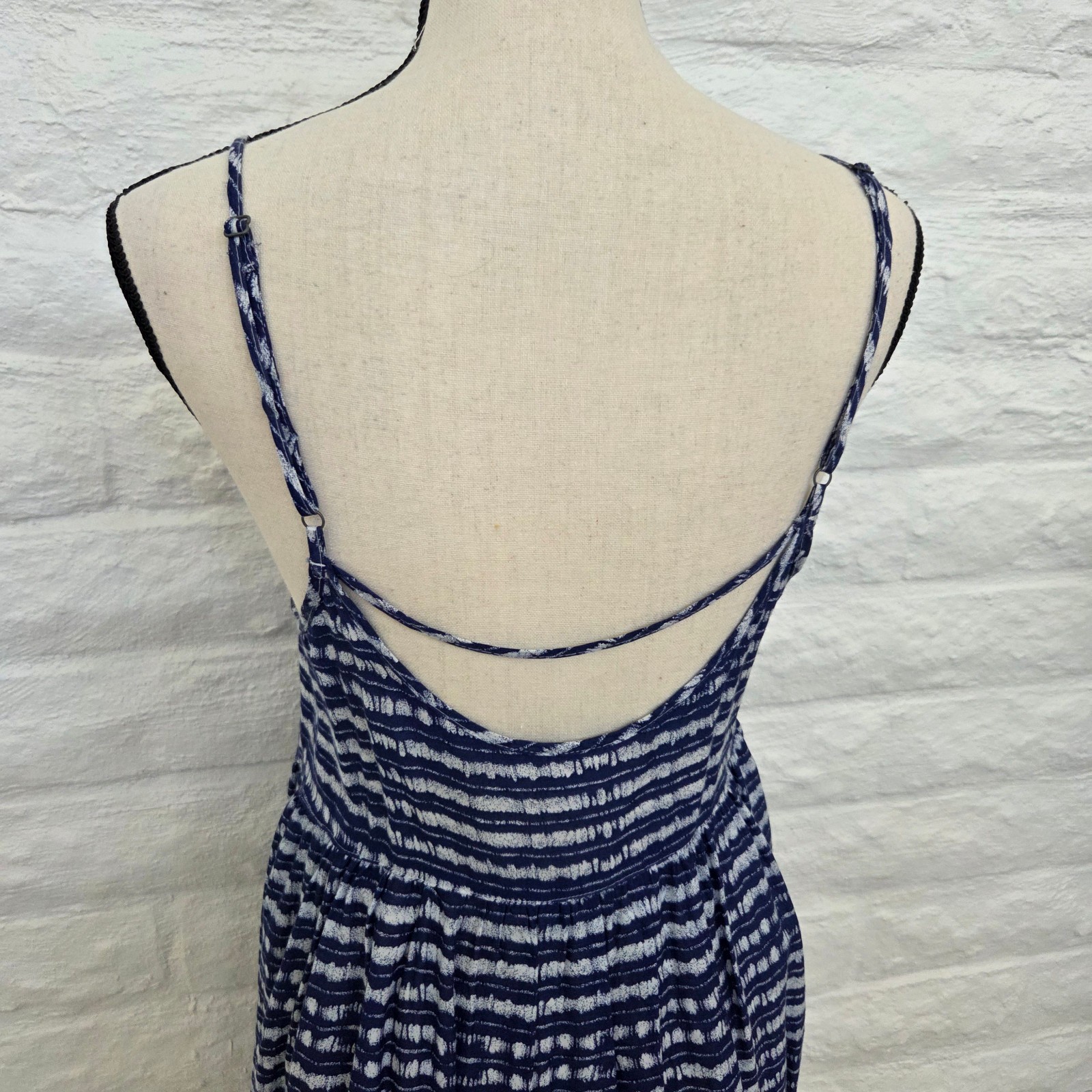 ROXY Dress Juniors Medium Blue White Sundress Cover Up Mini Summer Short