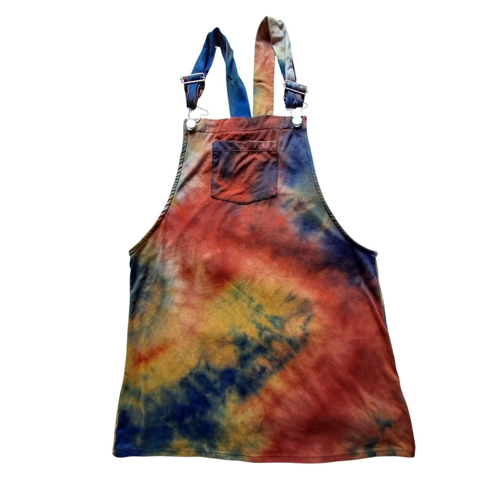 Absolutely Love It Tie Dye Overall Dress Womens Medium Multicolor Pinafore Mini