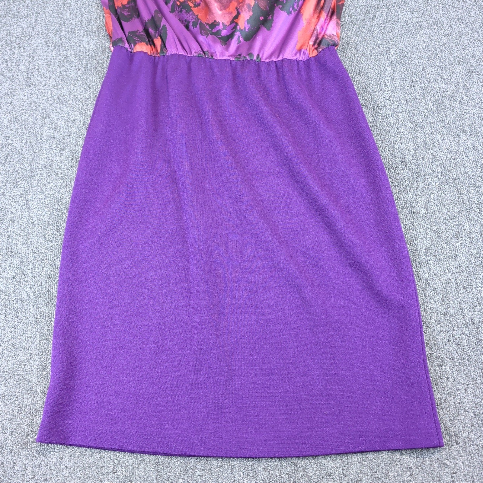 St John Luxury Silk Wool Floral Cowl Neck Sheath Dress Womens 6 Purple USA PF13