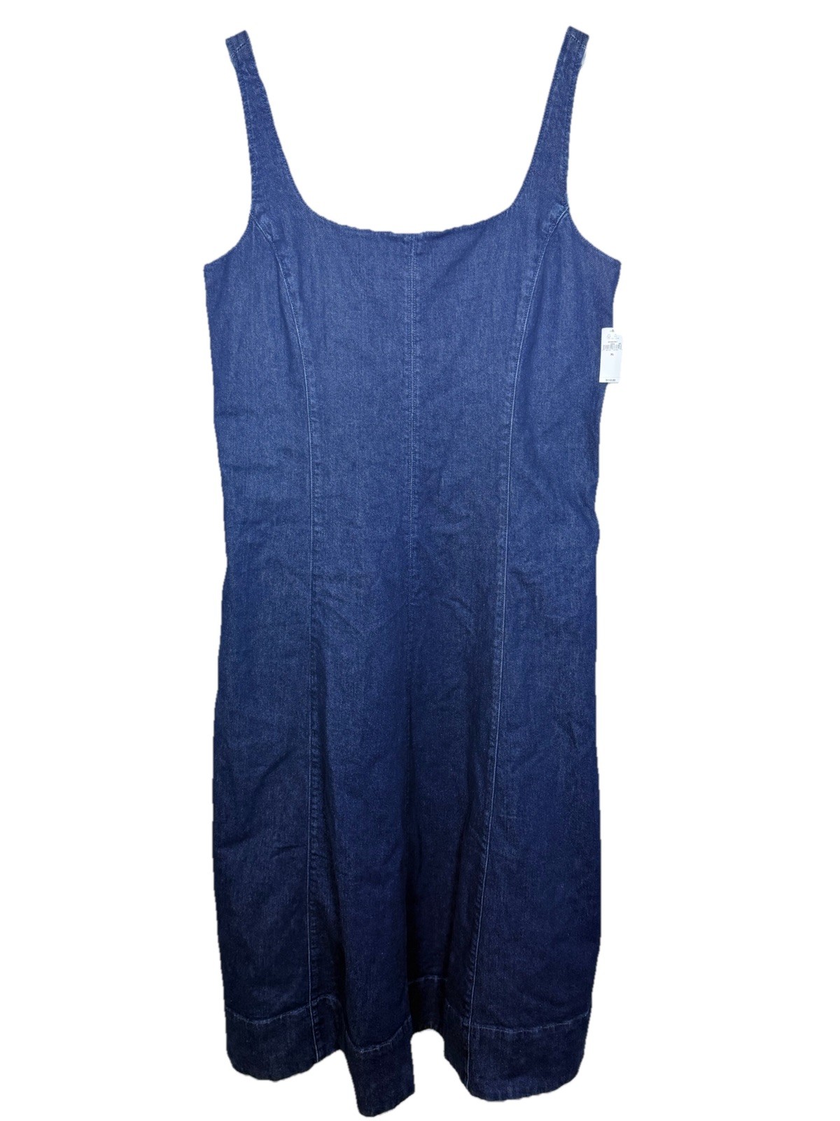 GAP Denim Square Neck Maxi Dress XL Dark Wash Sleeveless Cotton Stretch Modest