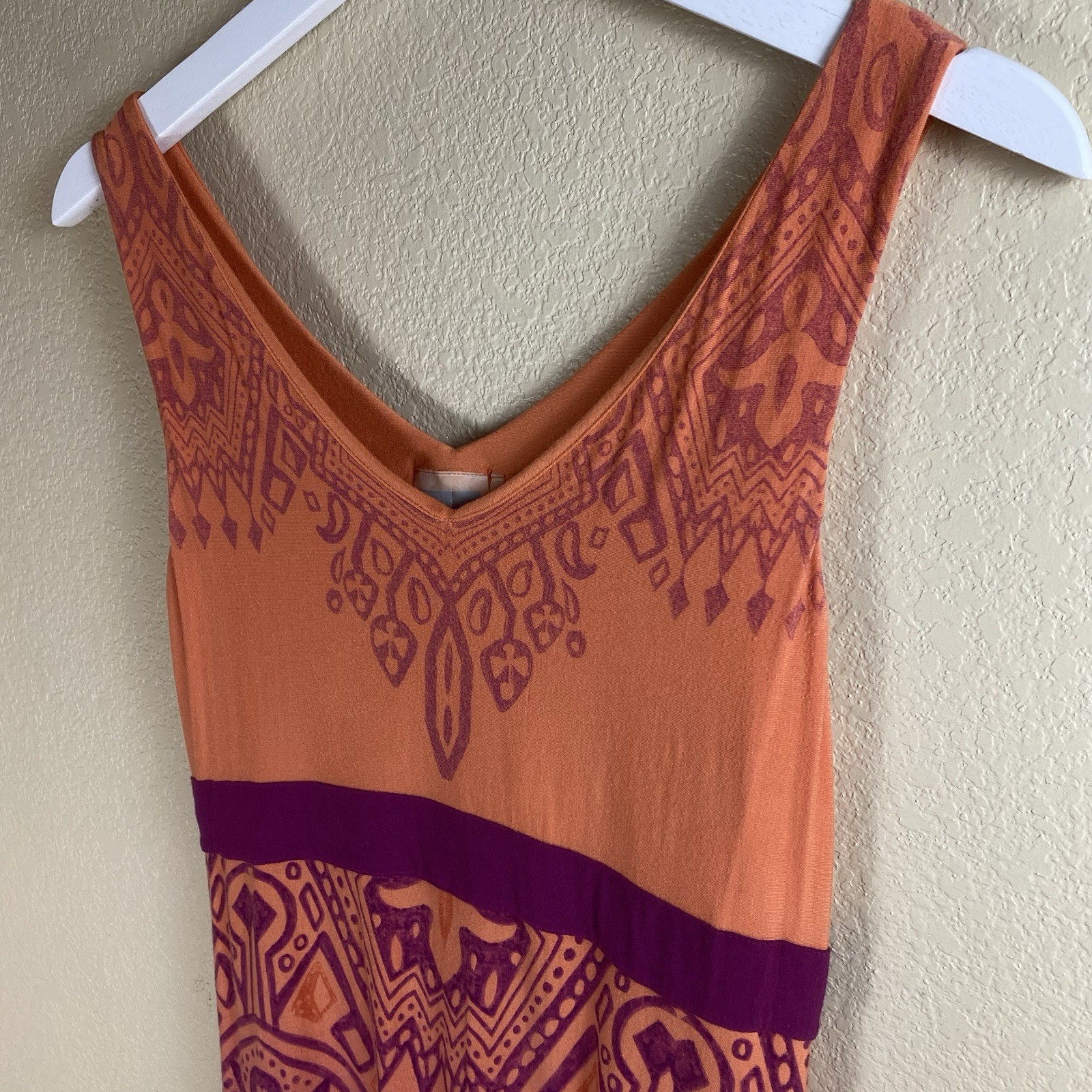 Athleta Orange and Purple Tribal Print Size Small Pullover Stretch Sun Dress