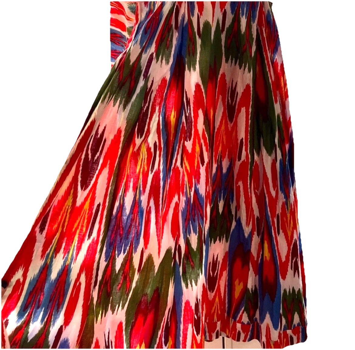 GUADALUPE Multicolor Ikat Pattern Midi Dress Sz S