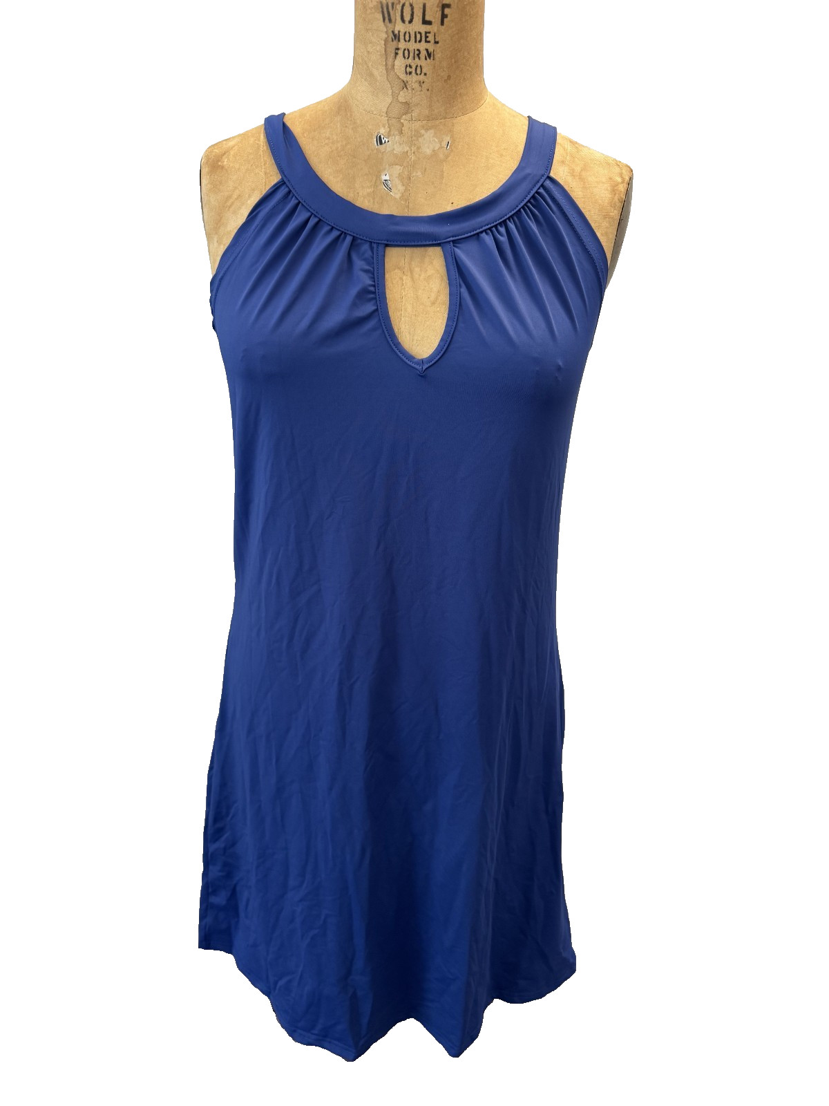 Women Dress Nylon Beach Coverup Cutout Blue
