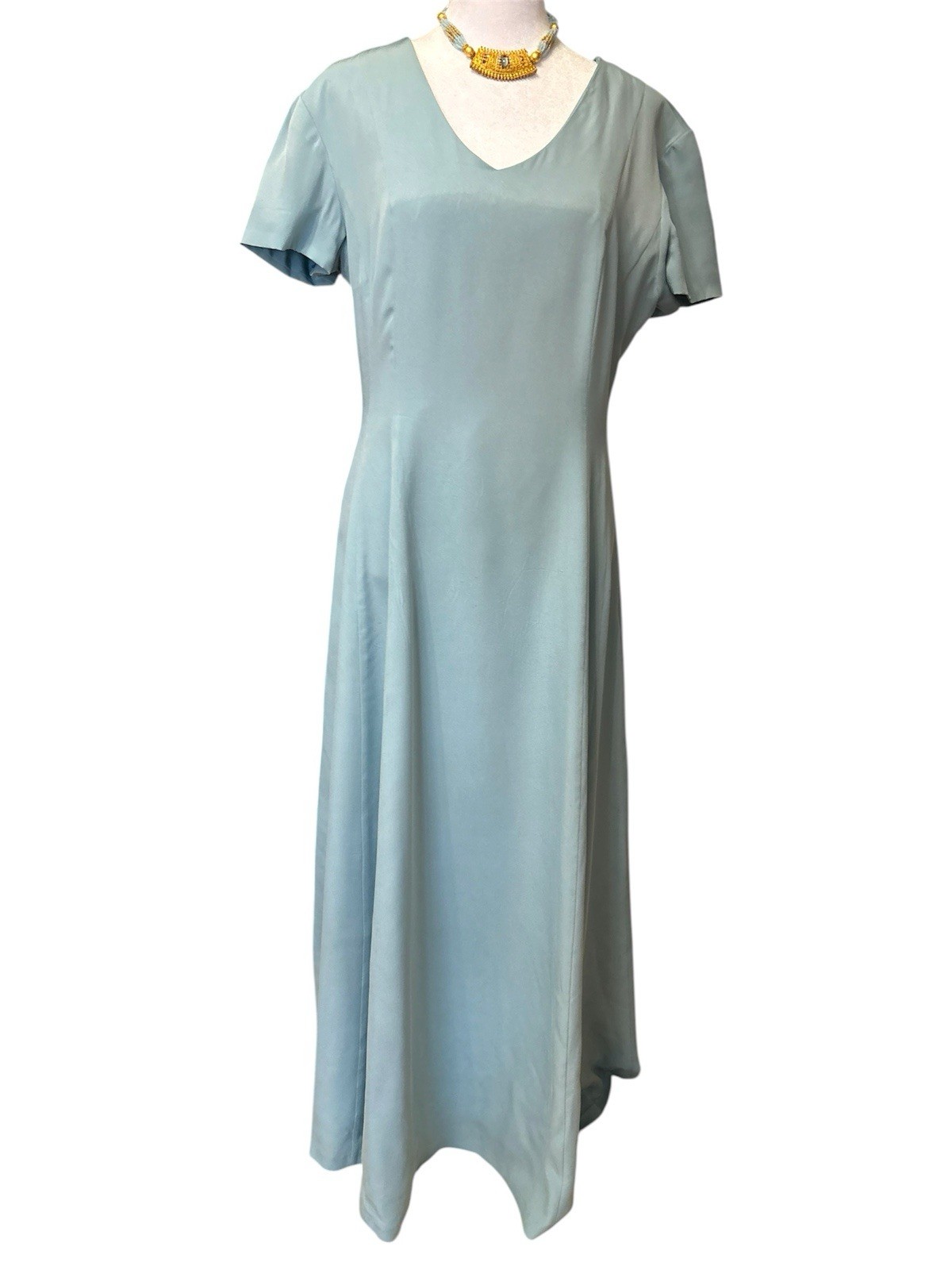 Laura Ashley 100% Silk Maxi Dress – Duck Egg Blue | UK 12 / US 8