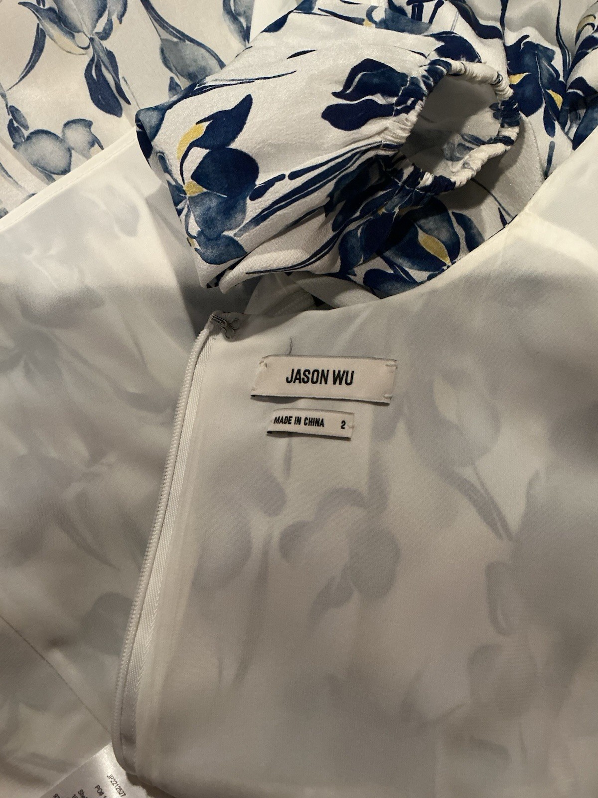 Jason Wu White Blue Yellow Floral Print Silk Dress sz 2