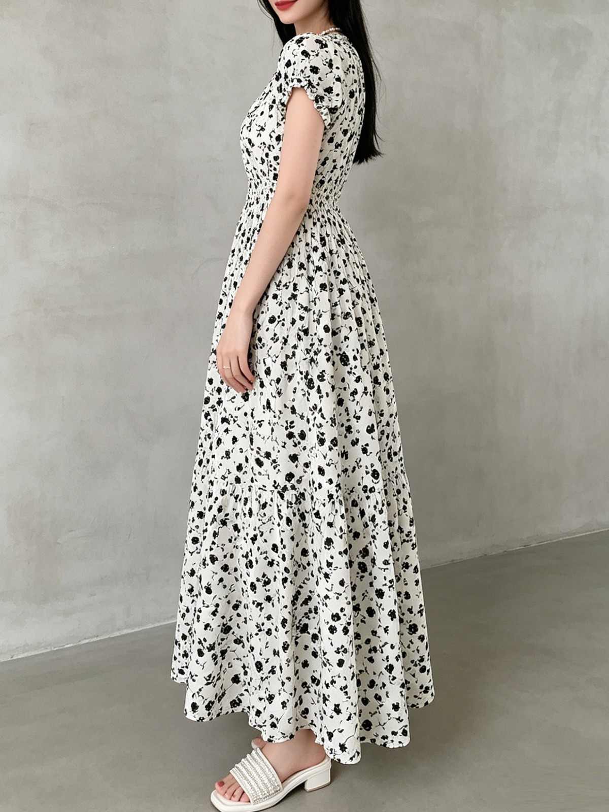 Ladies Chic Bohemian Elegant Gown Elastic Waist Flowy Cut All Size Fit