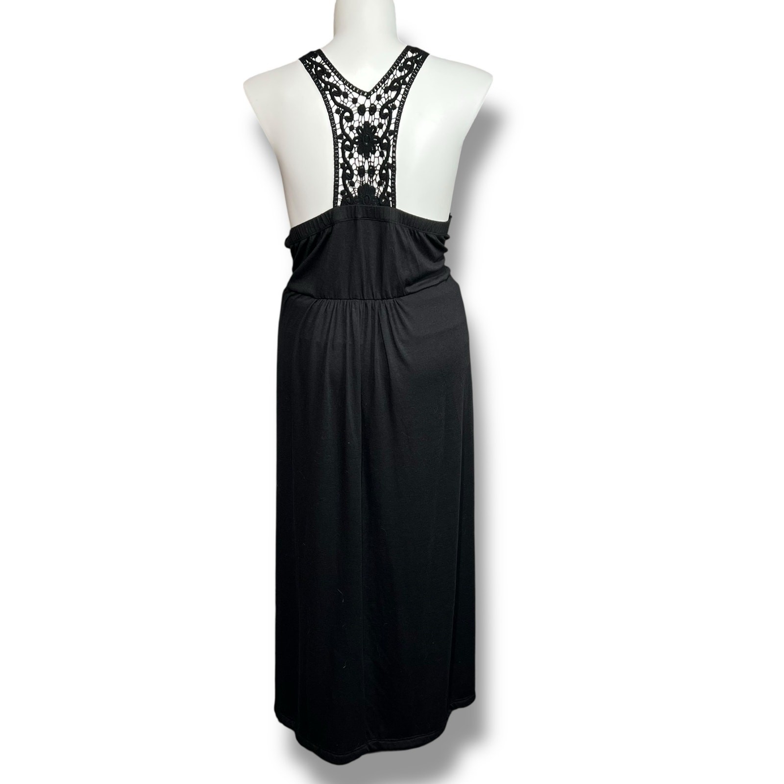 Vintage Torrid Womens Maxi Blouson Sundress V Neck Sleeveless Lace Back Black 4X