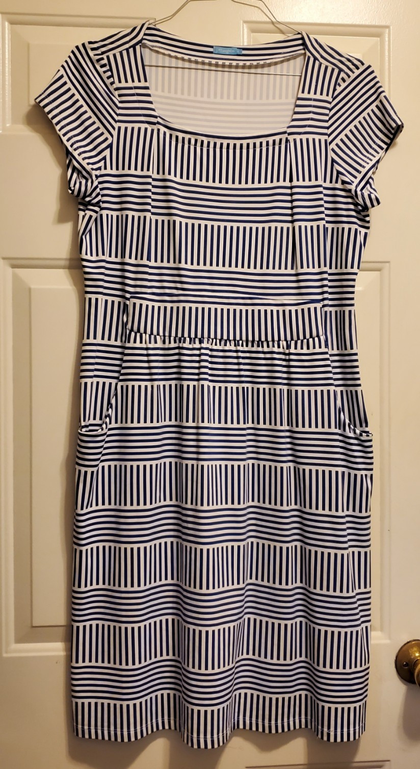 J.McLaughlin Emma Dress Catalina Cloth Striped Square Neck Sheath XL