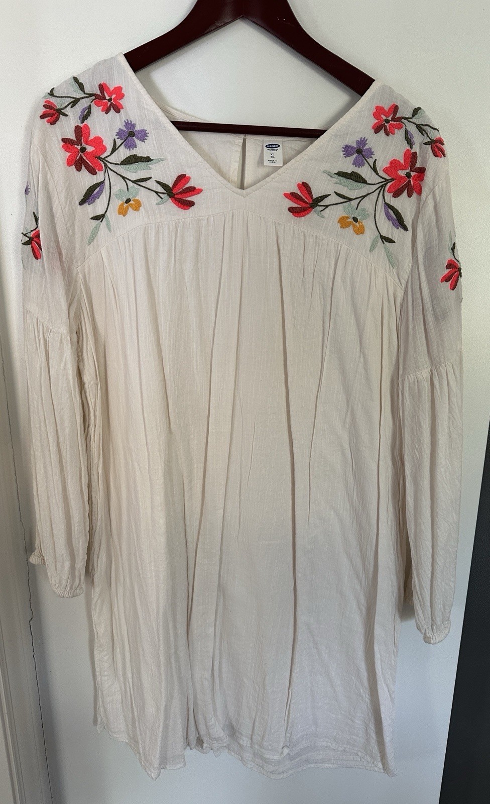 Women’s Old Navy Cream/ivory Embroidered Long Sleeve Dress Size XL