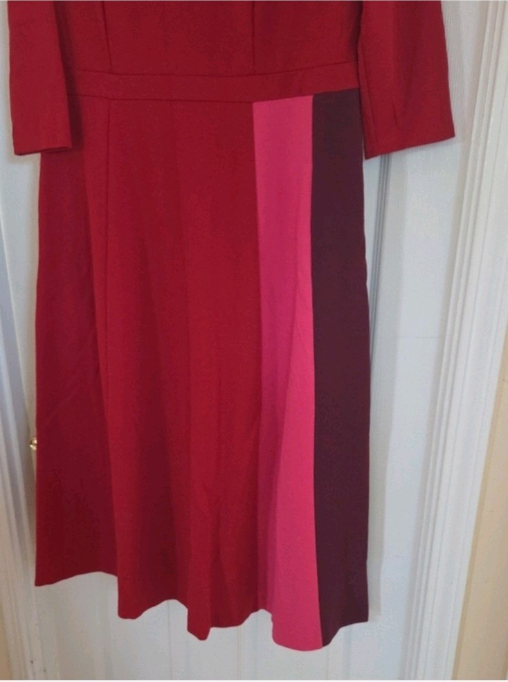 Boden Claudia Red Colorblock Midi Dress Party Special Occasion Wedding Guest 16L