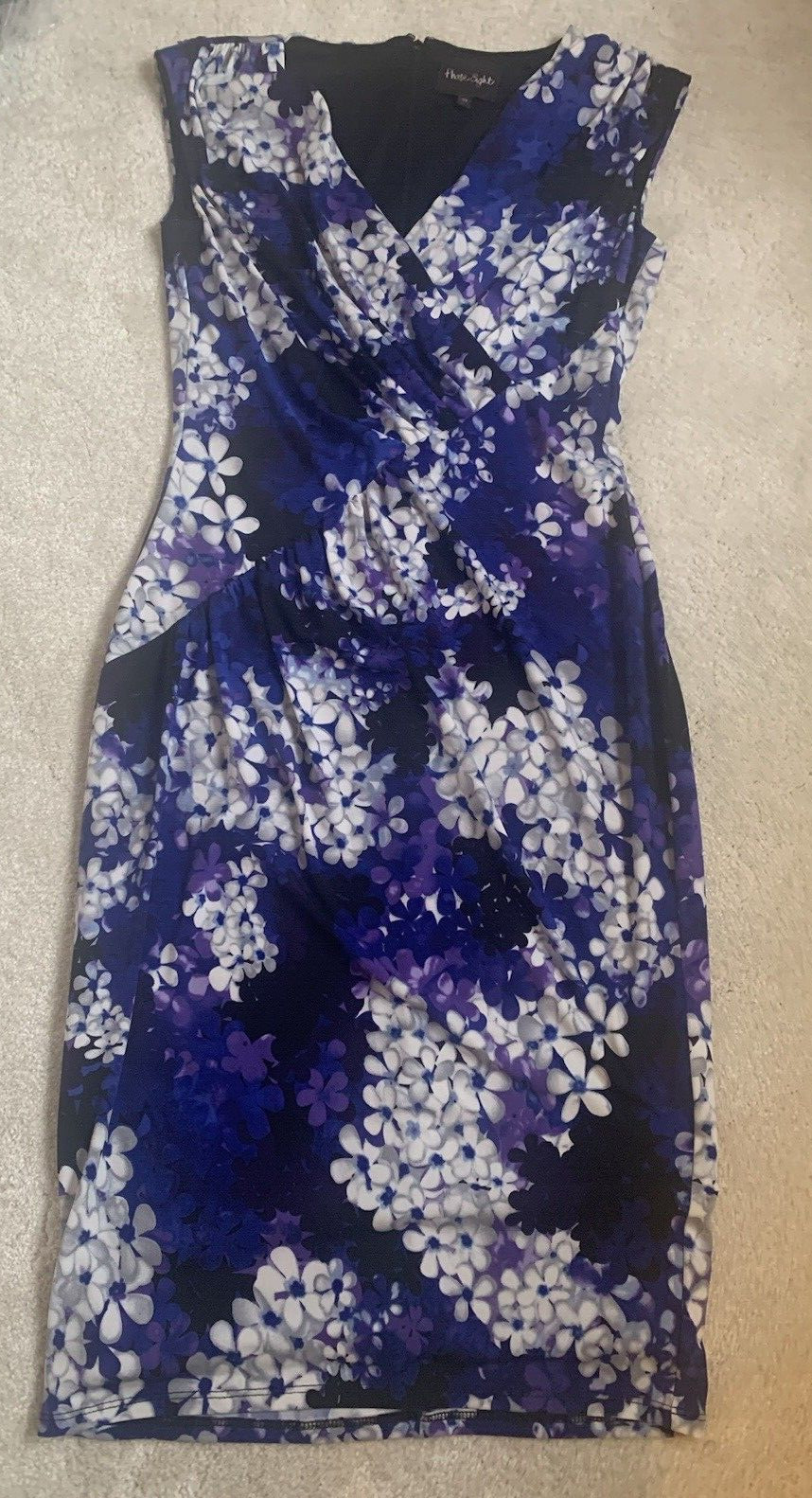 PHASE EIGHT ROYAL/PURPLE/BLACK WIGGLE DRESS SIZE 10 , LINED WEDDING VGC