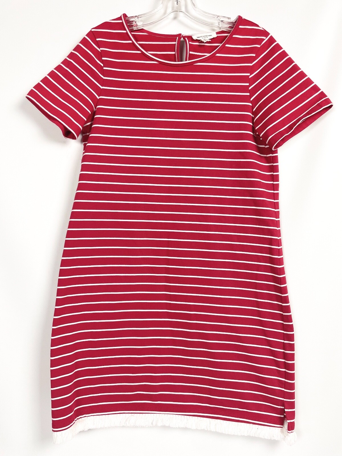 Beach Lunch Lounge Womens Medium T Shirt Dress Red White Stripe Nautical Beach