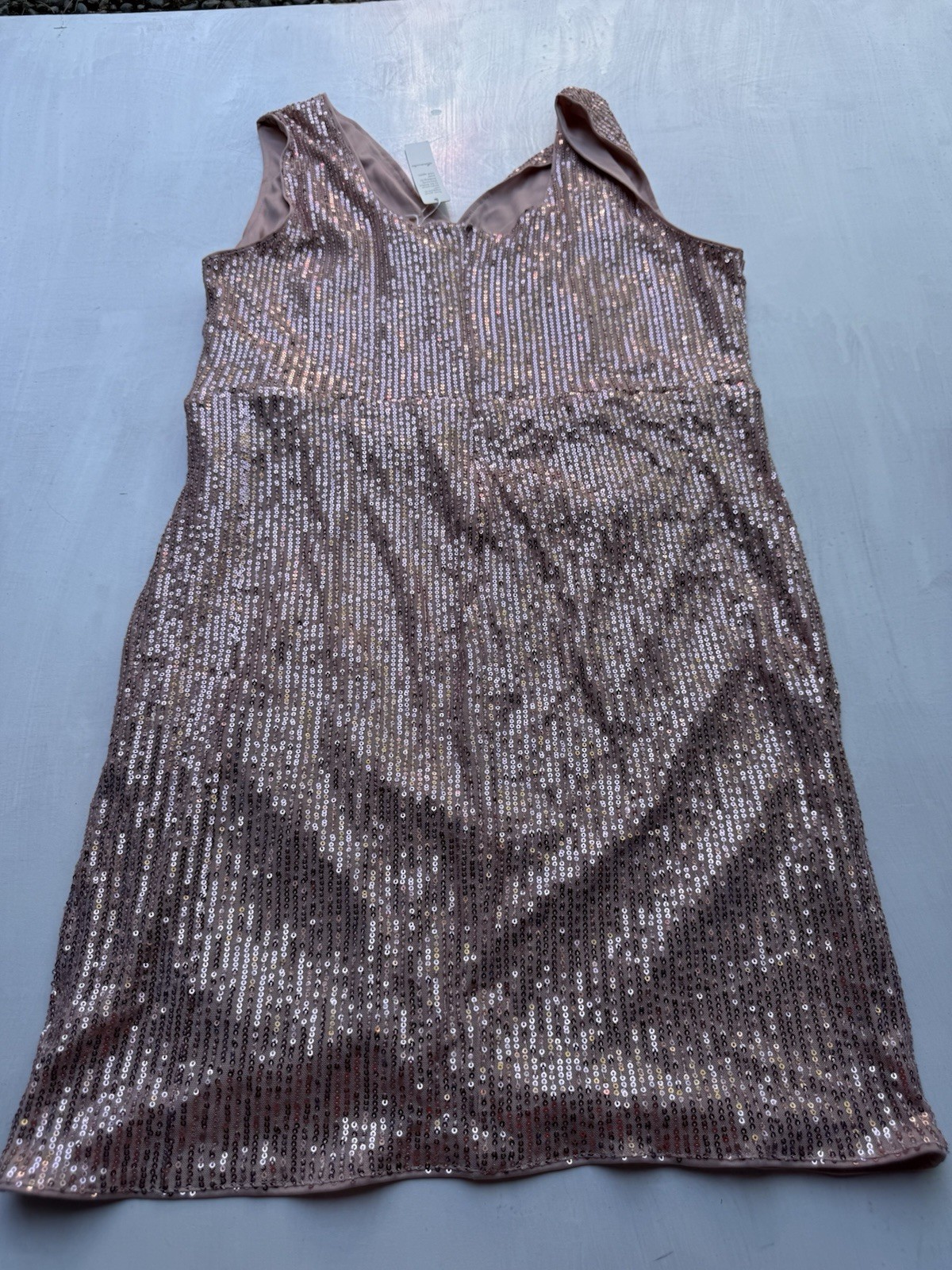 PINK Rose Gold Sequin Metallic V-Neck Strappy Bodycon Mini Dress XXL