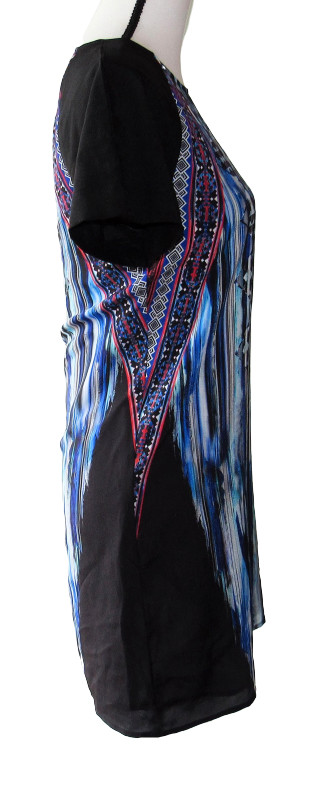 Greylin Size XS Geometric Kaleidoscope Print Keyhole Back Shift Dress