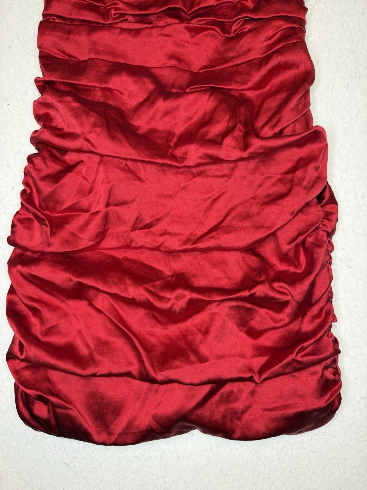 Express Red Silk Sweetheart Ruching Strapless Mini dress Unworn