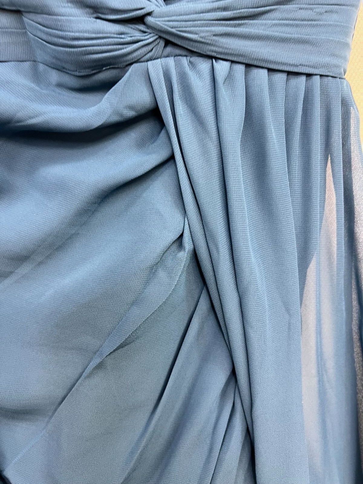 Wear Your Love Womens Chiffon Maxi Bridesmaid Dress One-Shoulder Size 10 Blue