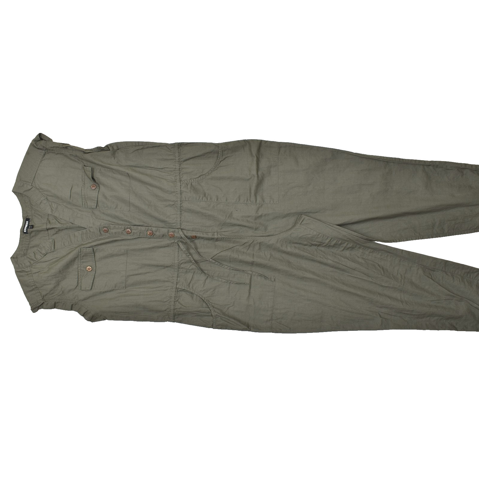 EXPRESS Women’s Green Utility Jumpsuit Size L Regular Cotton Drawstring
