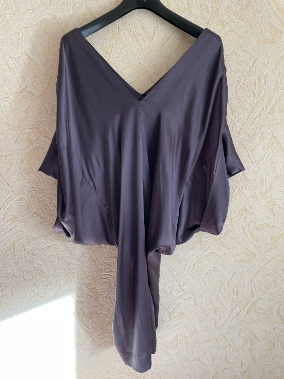 Maje Balmoral 100% Silk Kimono Sleeved V-neck front & back Dress Made In Tunisia