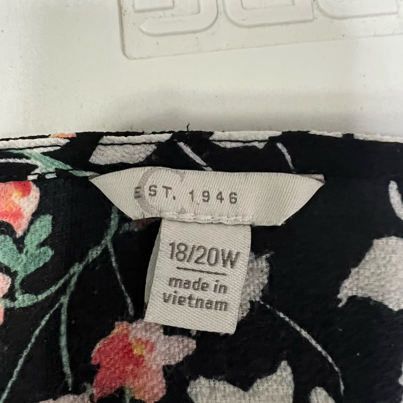 Est 1946 Womens Size 18/20W Black Midi Floral Dress Buttons Tie Back Reception