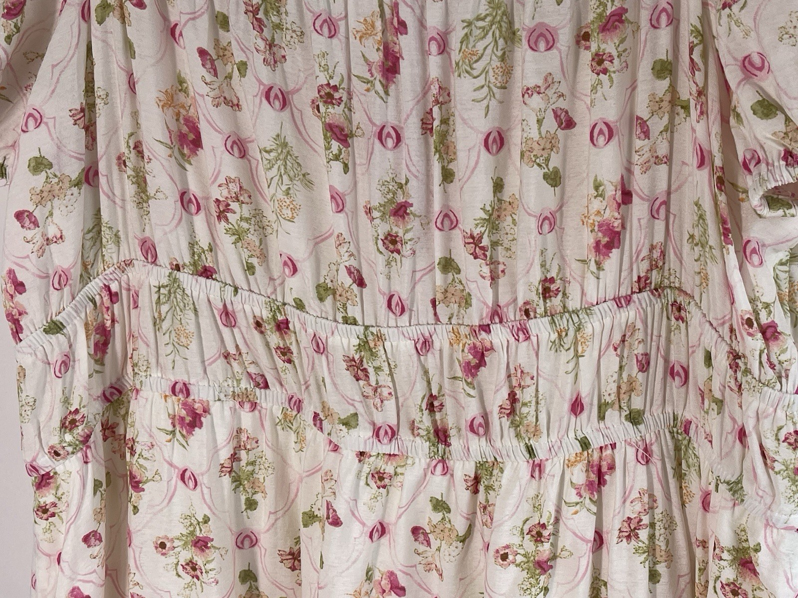 Perch by Blu Pepper Floral Maxi Dress Puff Sleeve Square Neck Tie Pockets 1X