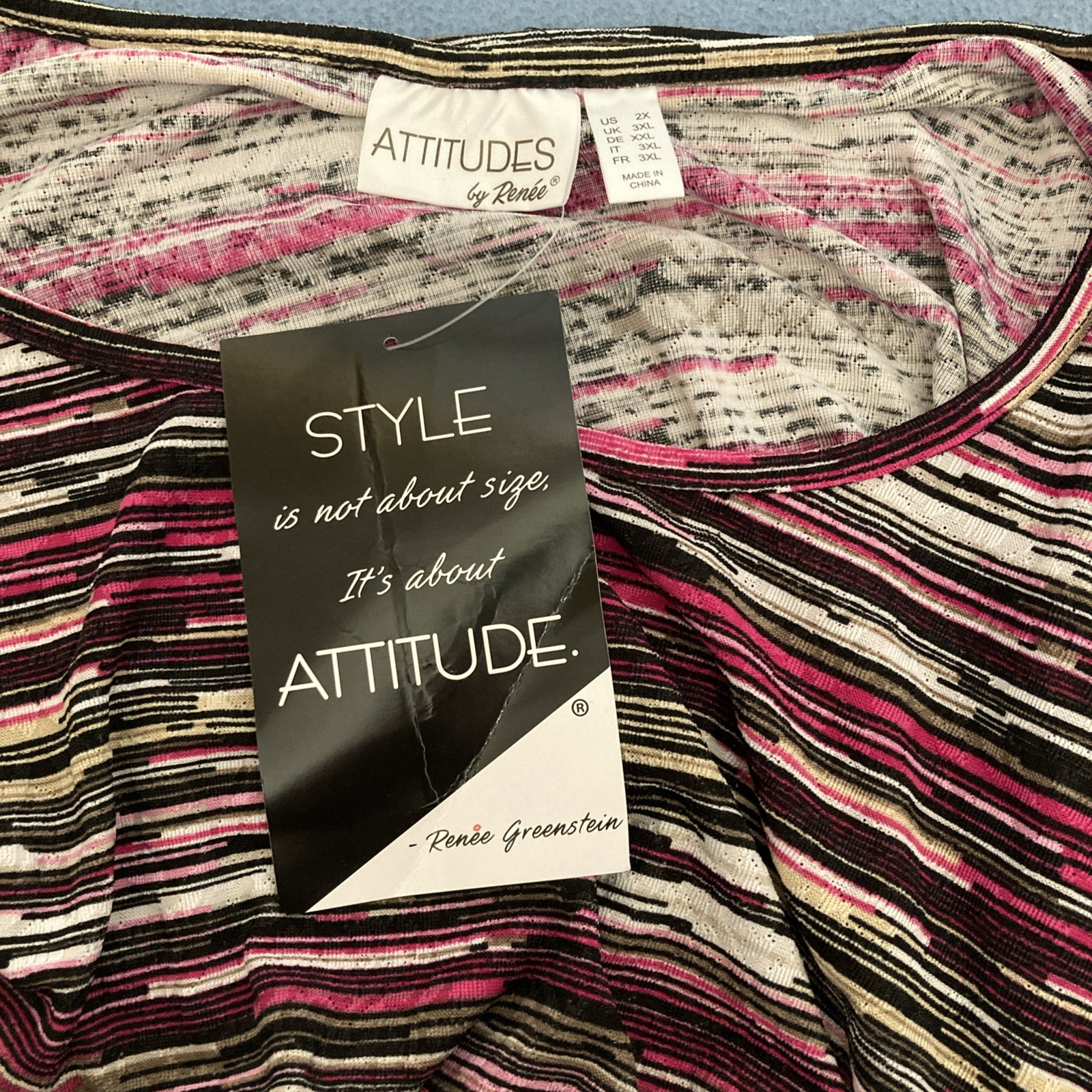 NWT Attitudes by Renee Multicolor Asymmetrical Straight Dress w/Rouching – SZ 2X
