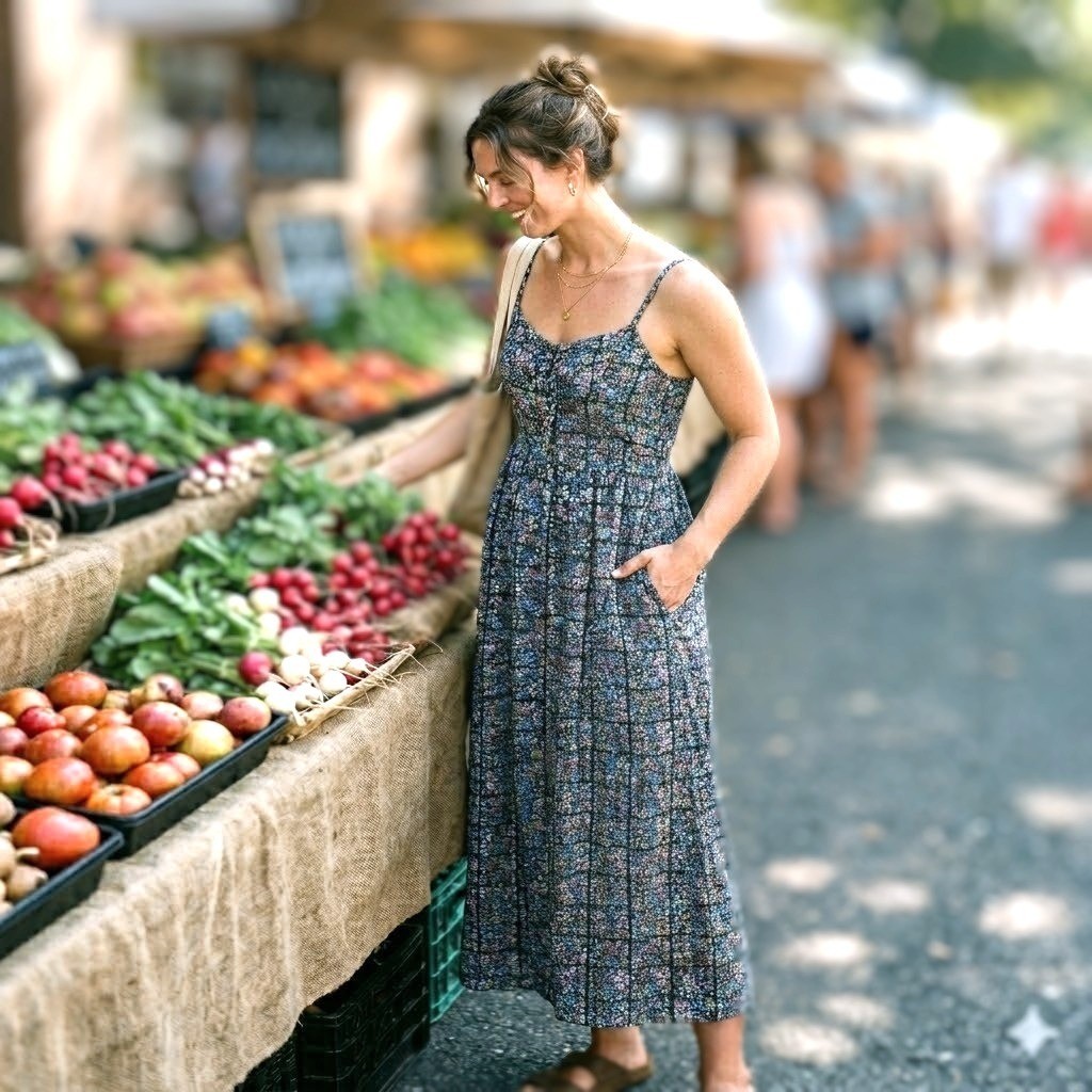 M Women Cotton Maxi Floral Pockets Dress Friends Festival Boho 90’s Grunge