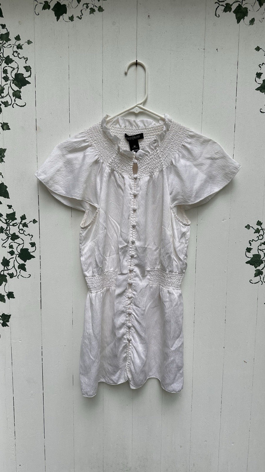 Y2K Business Casual CottageCore White House Black Market 100% Silk Sinched Top