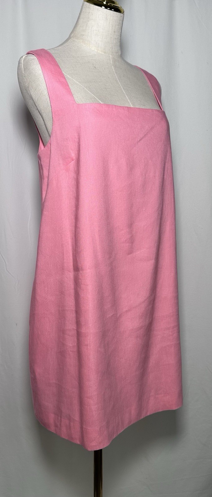 Antonio Melani Mini Dress Shift XL Sleeveless Linen Blend Pink Pockets $159