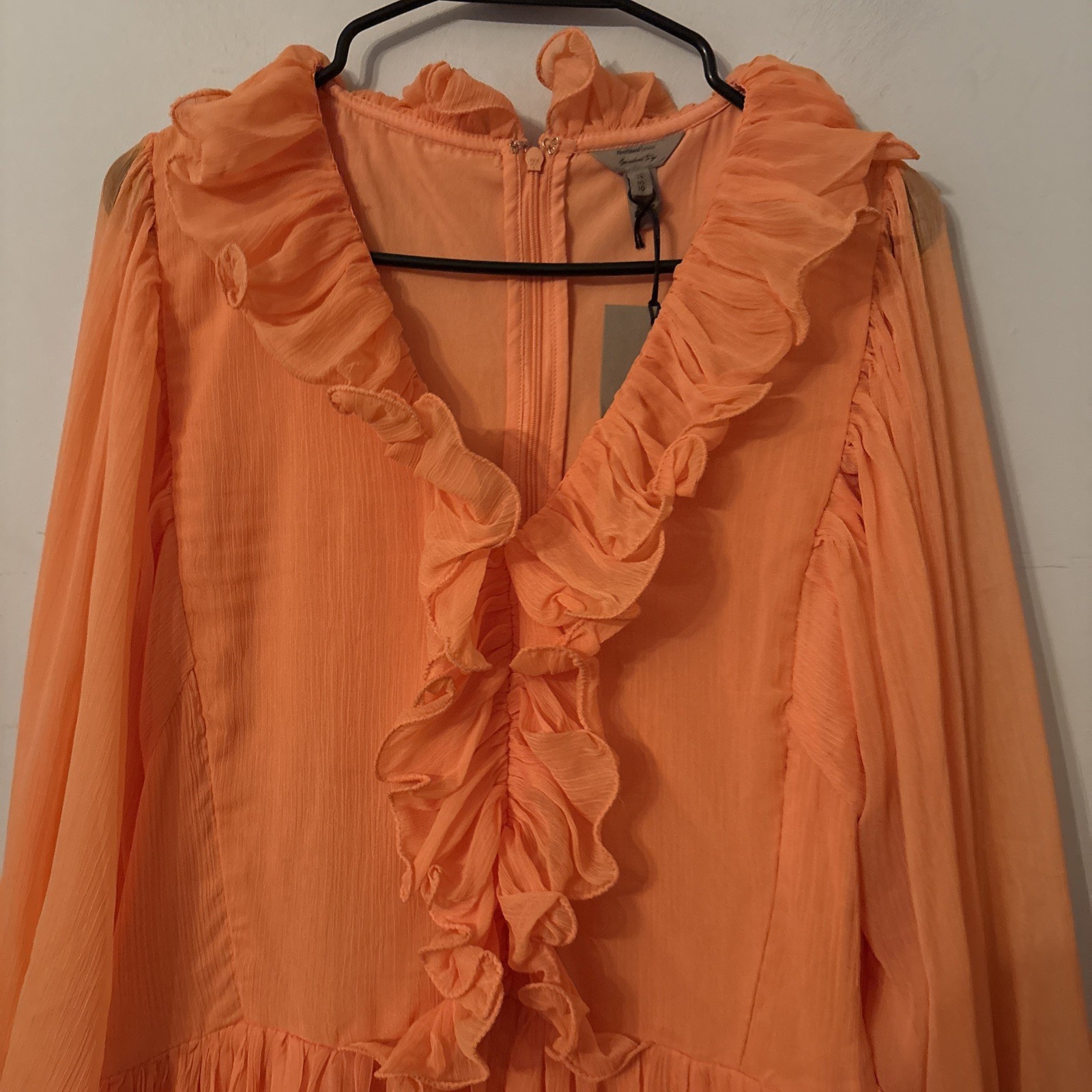 River Island Coral Ruffle Floaty Summer Fairycore Dress. Size 14. New with Tags