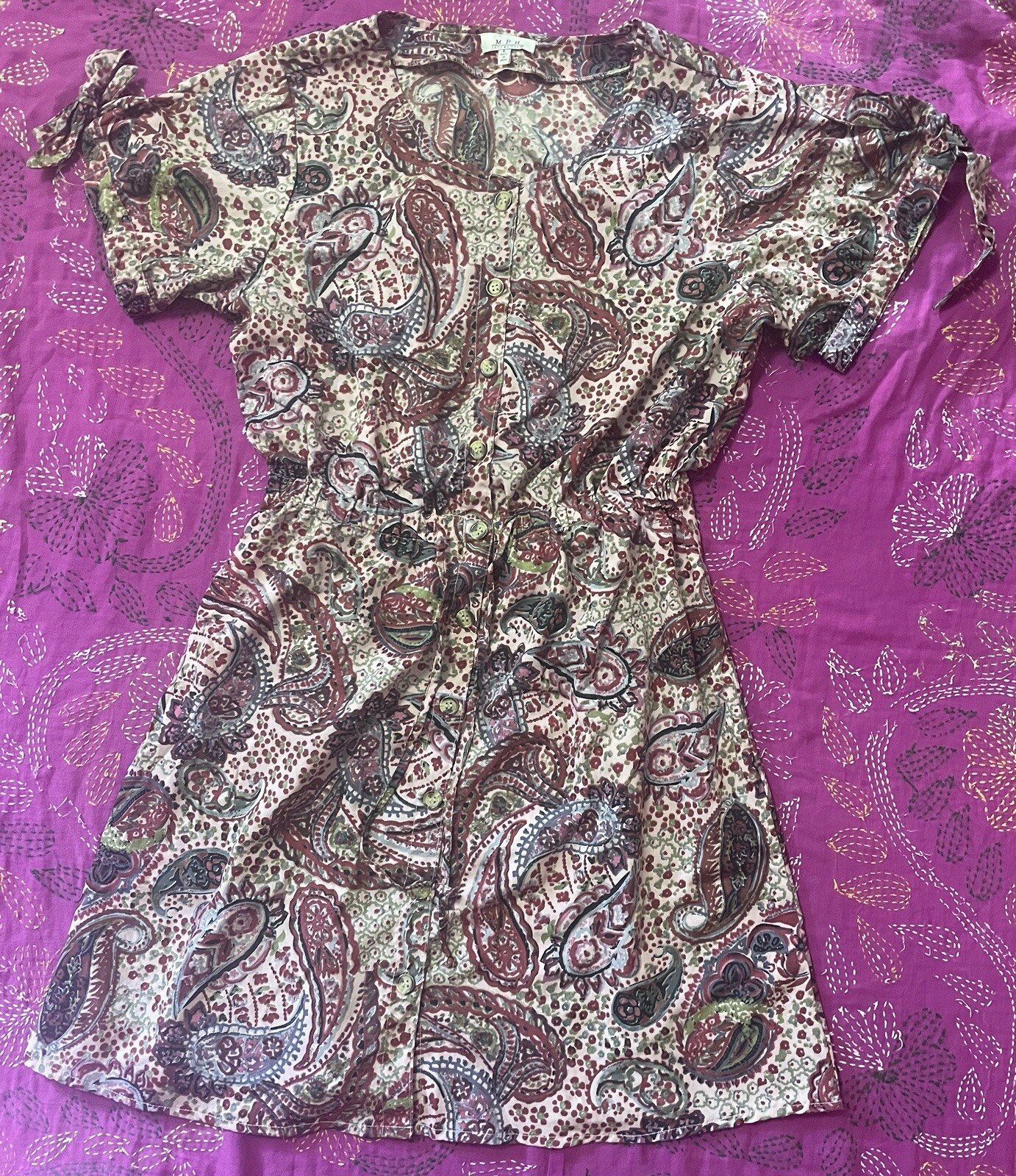 Ladies MPH Collection Paisley Print 70’s Style Casual Disco Dress. Size Large