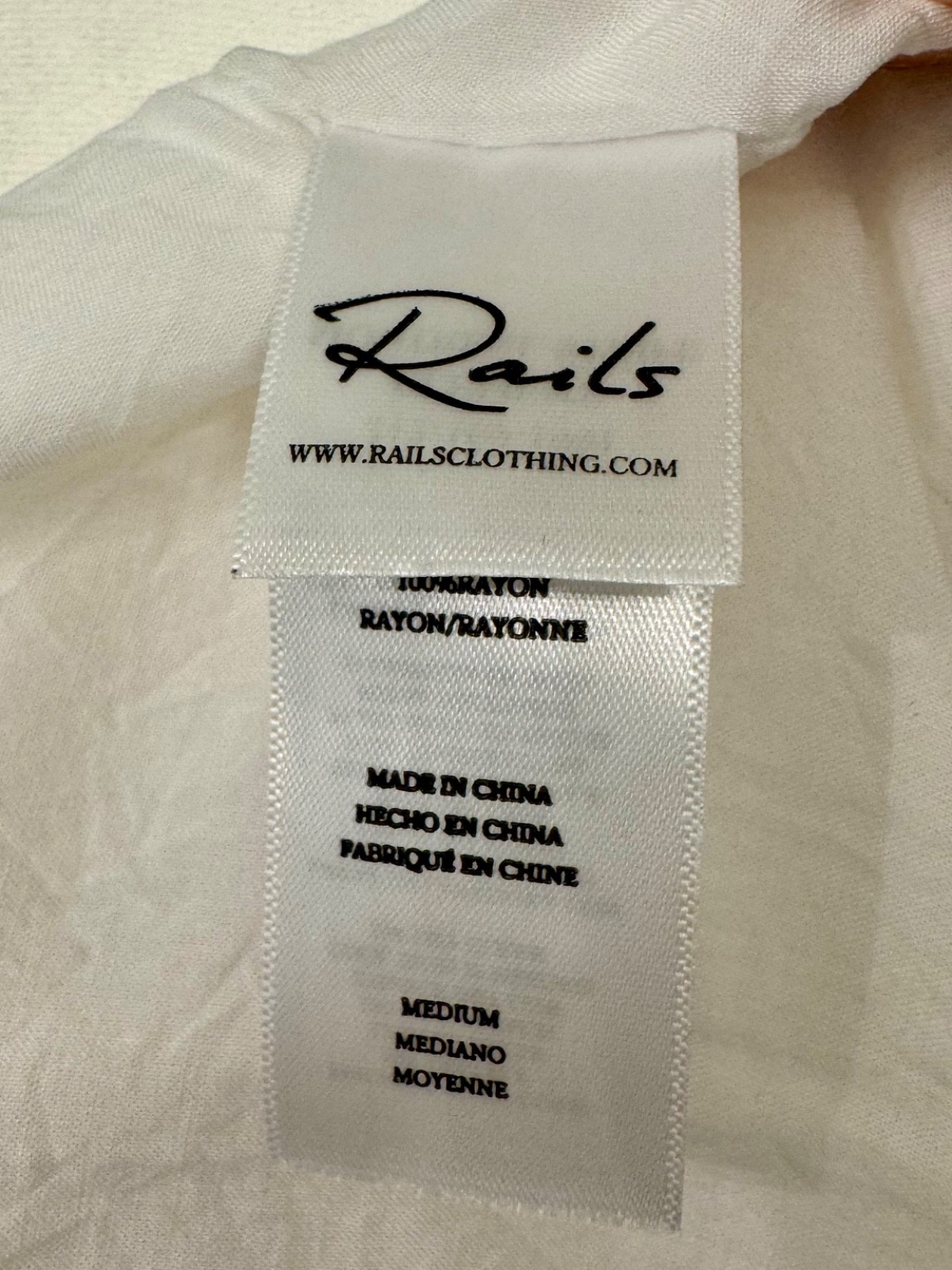 Rails Clement Dress M Medium Montreal Stripe Tie Waist Linen Rayon Blend Midi