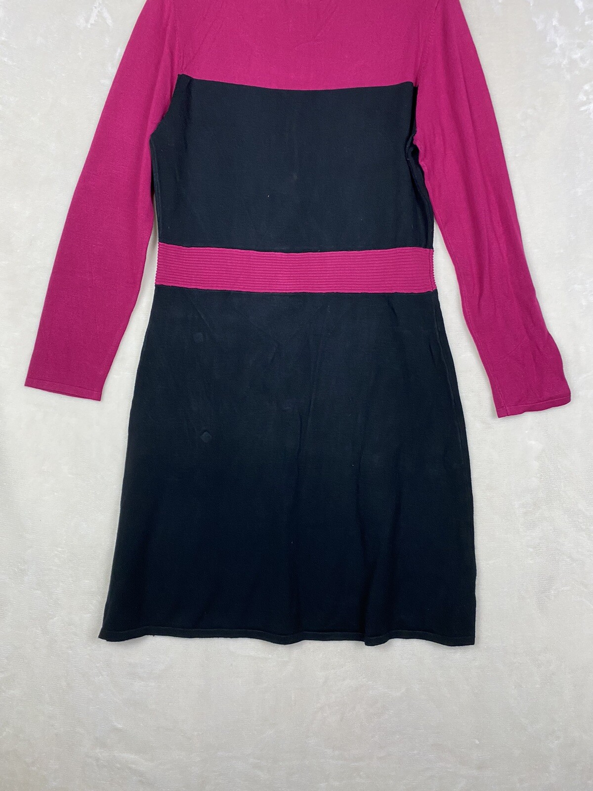 Artisan Knit Sweater Dress Womens Large A-Line Colorblock Stretch Office Work