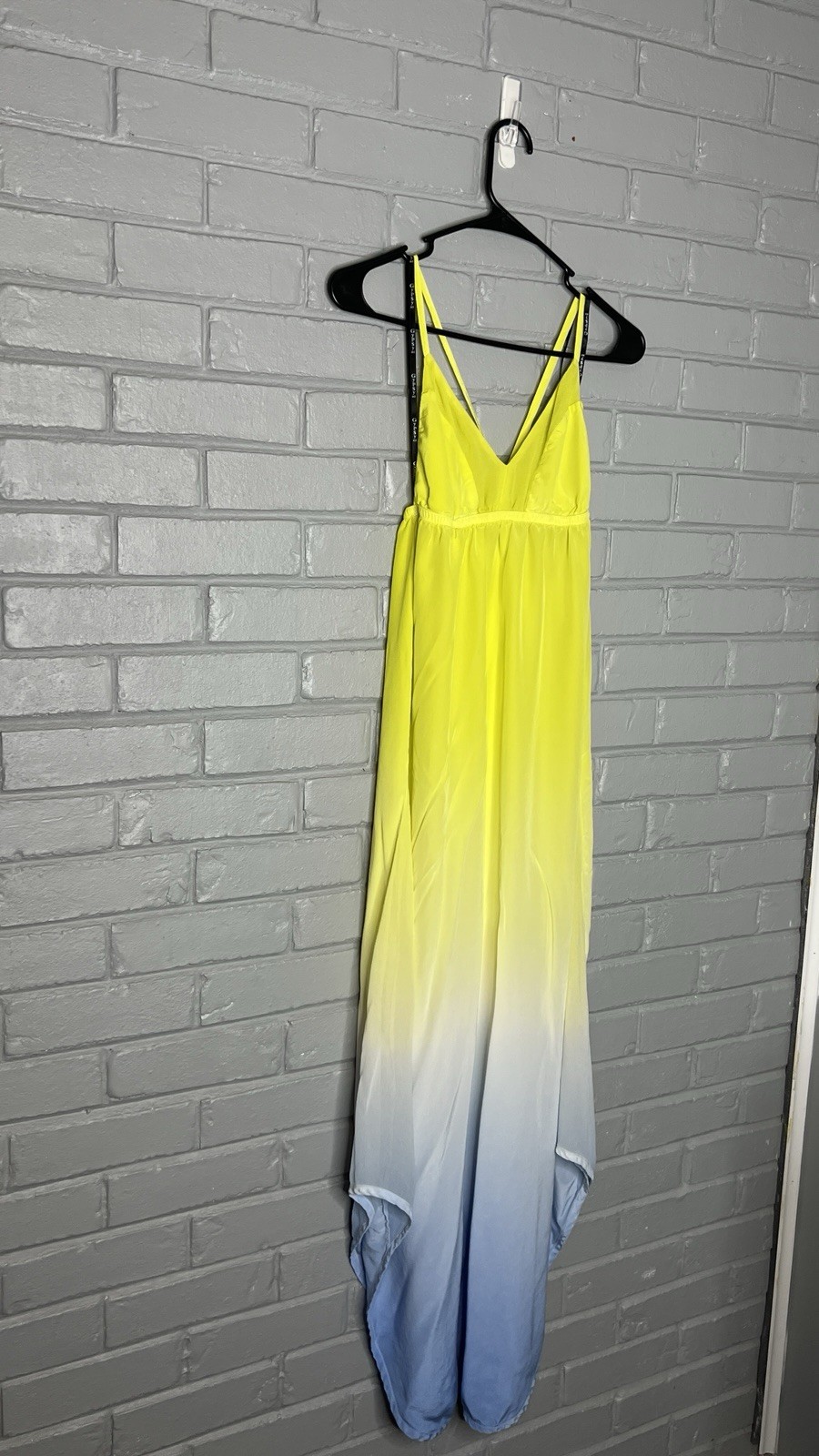 Gypsy 05 Triangle Spaghetti Panel V-Neck Cami Dress in Sky & Lime Size XS