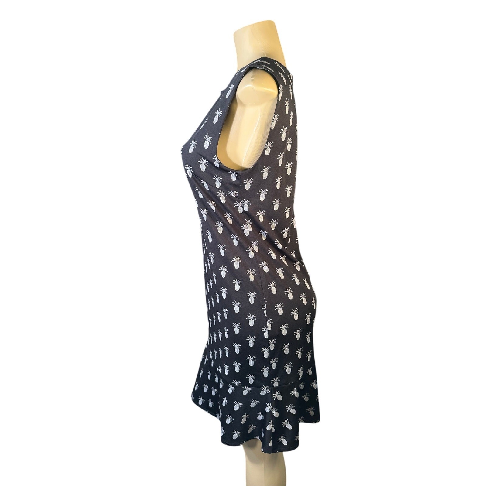 Women M Margaret M Black Pineapple Print Dress Canada Stretchy Office Work