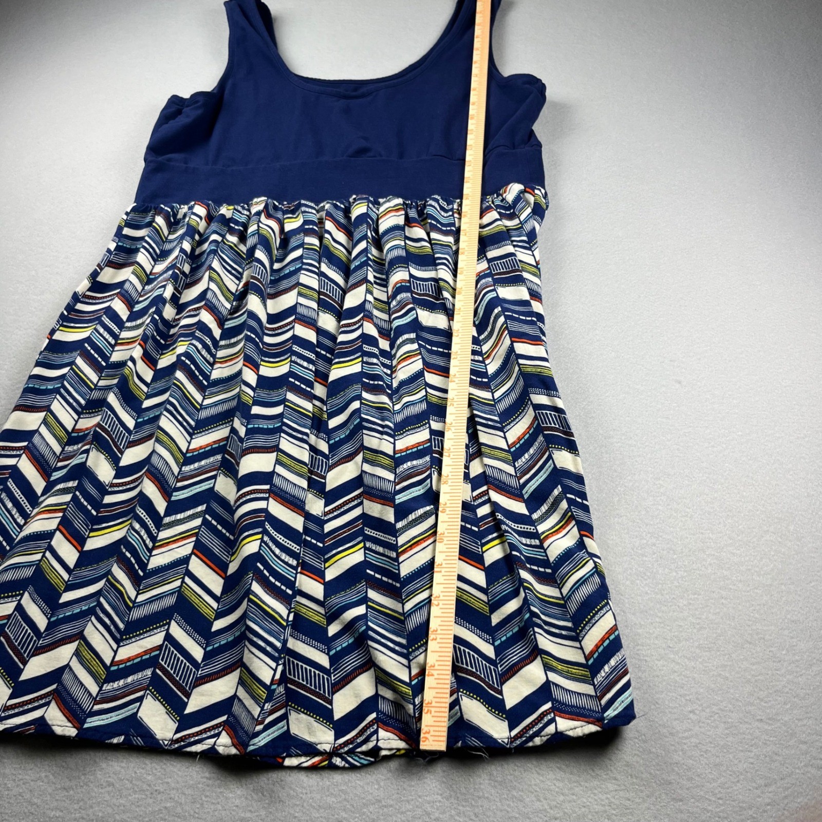 Torrid Navy Blue Multi-Color Chevron Empire Waist Sleeveless Knit Dress Size 2