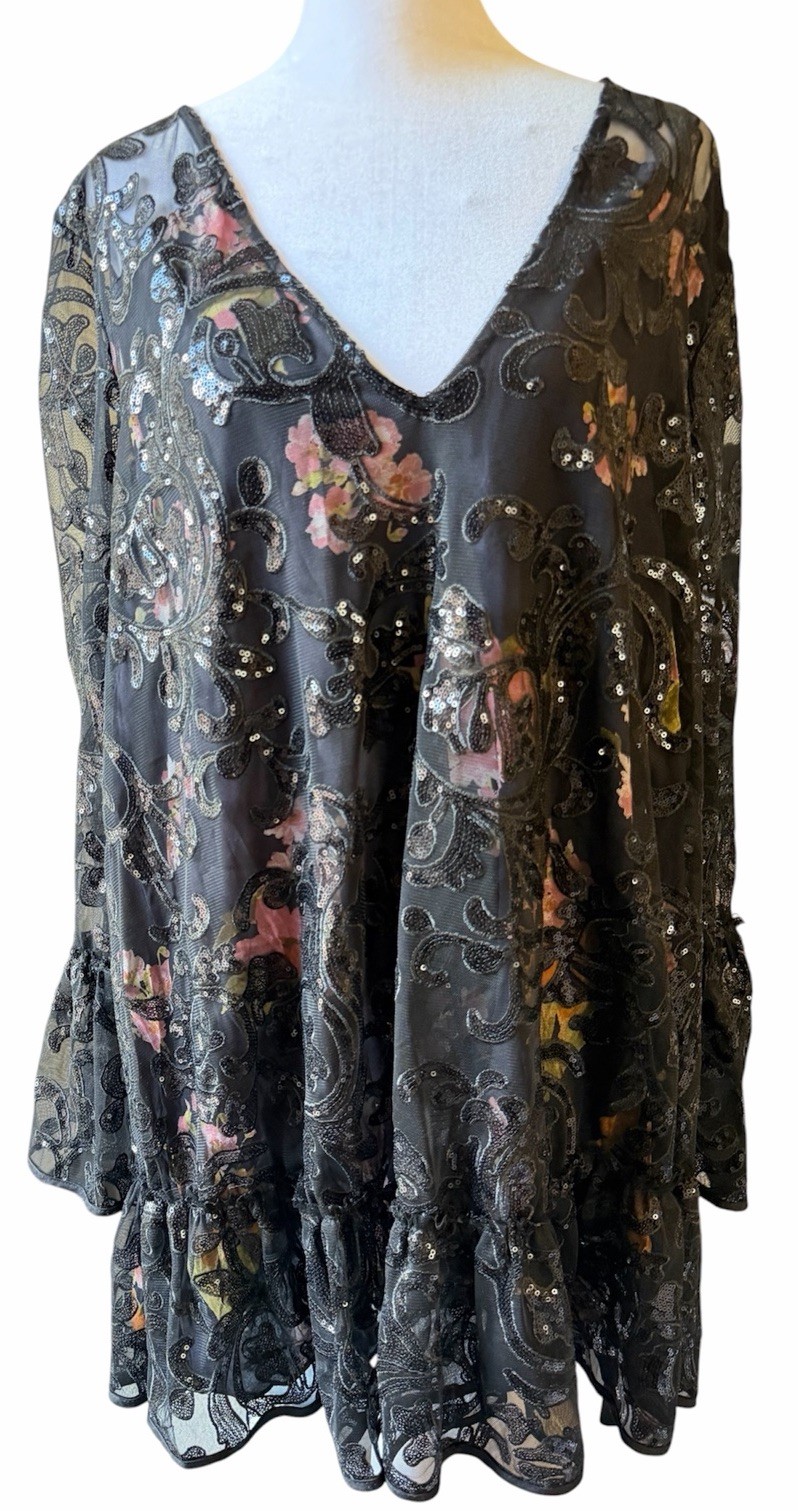 Free People Falling Flowers Sequin Mini Dress Women’s Size Medium