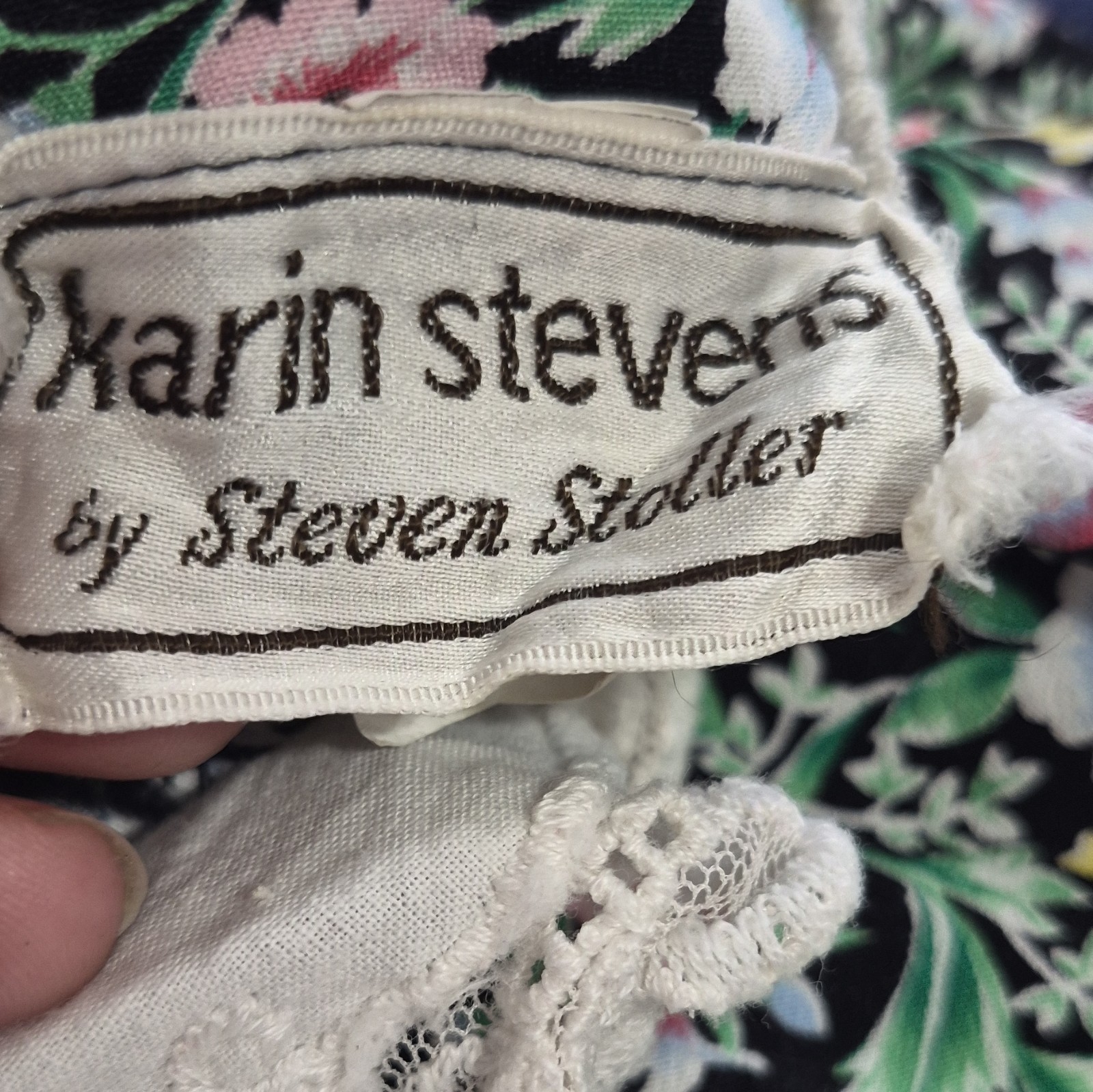 Karin Stevens by Steven Stoller Black Floral Lace Maxi Dress Sz 10
