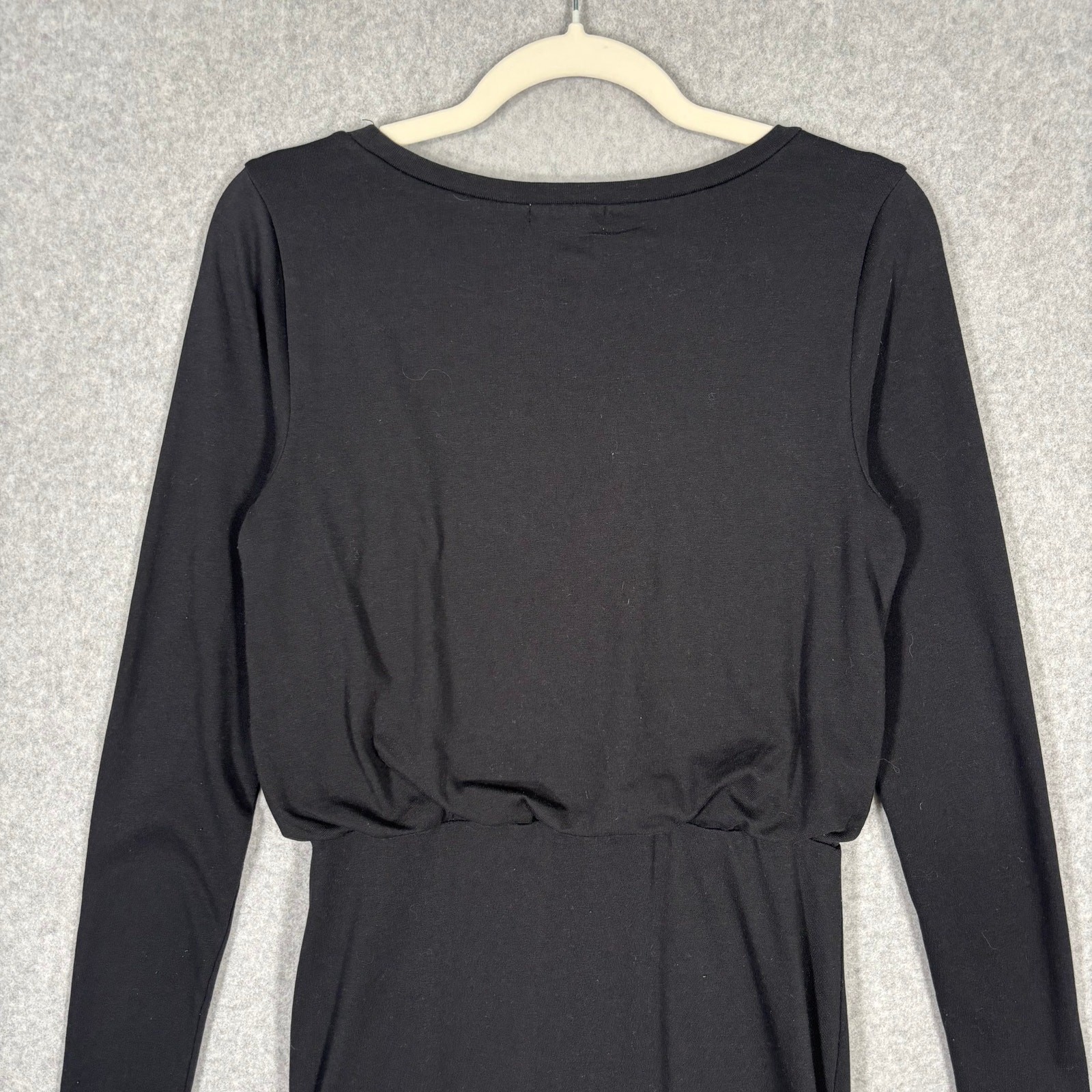 Leith Dress Small Knee Ruched Wrap Jersey Stretch Quiet Comfort Capsule Minimal