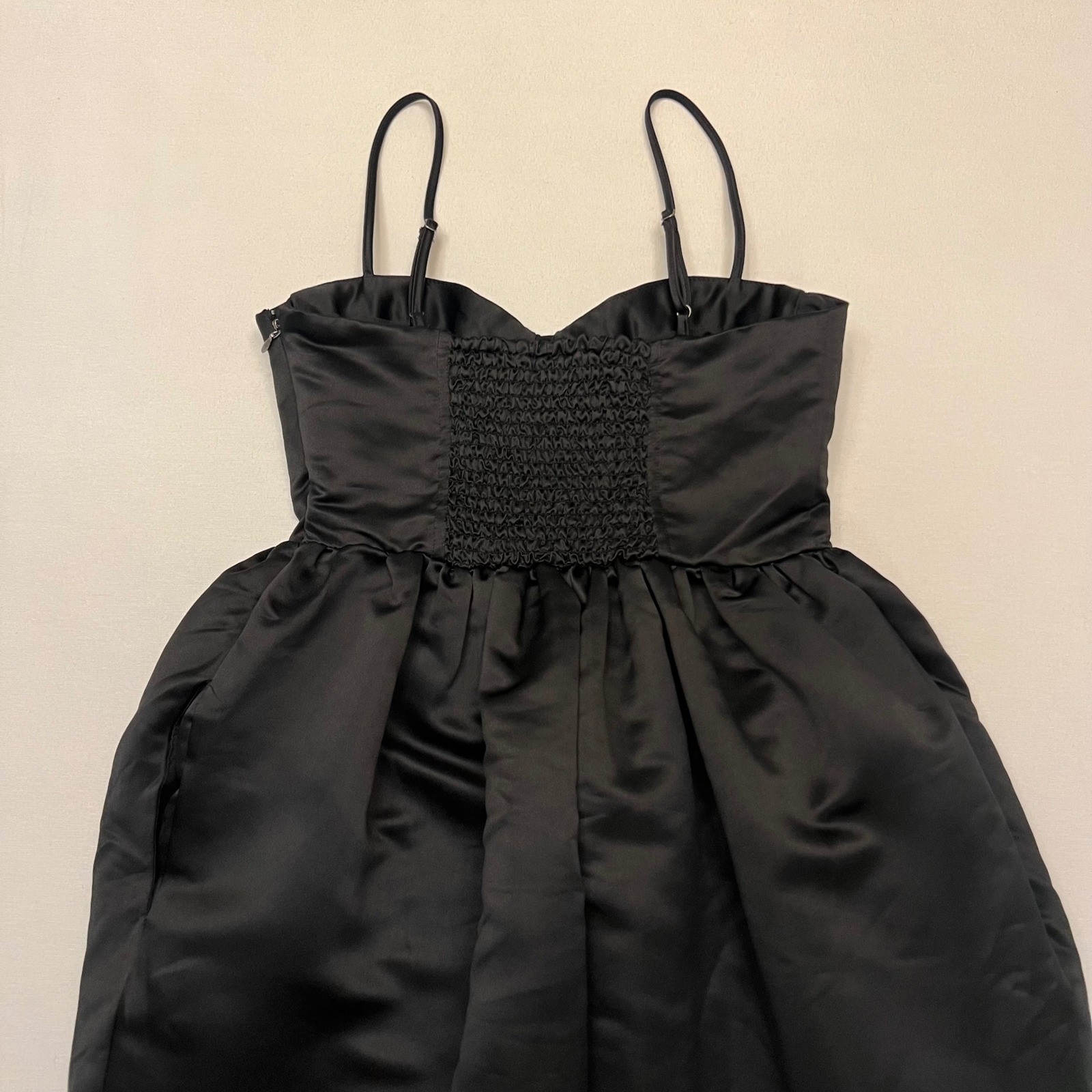 Future Collective Black Satin Bustier Smocked Back Corset LBD Dress NWT XS