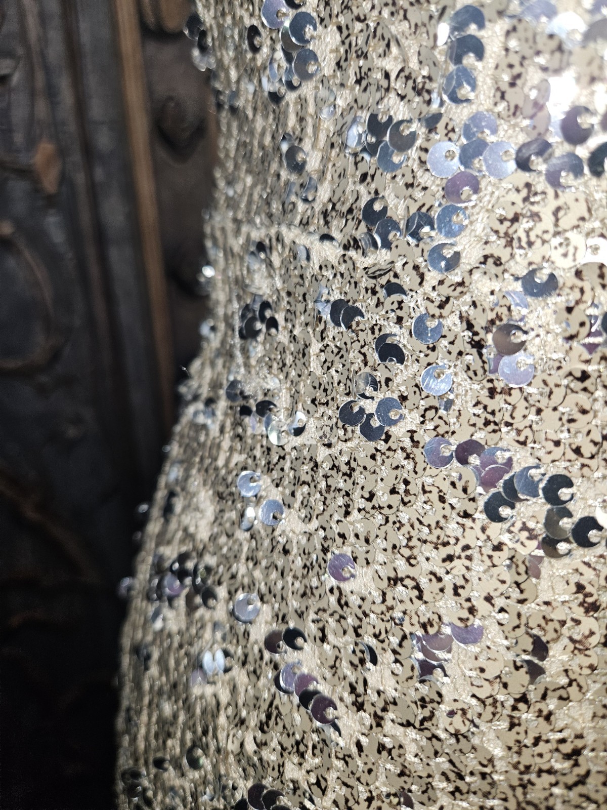 TFNC SARALEE MIDI Gold Silver Sequin Faux Wrap Dress Red Carpet UK 12 USA 8