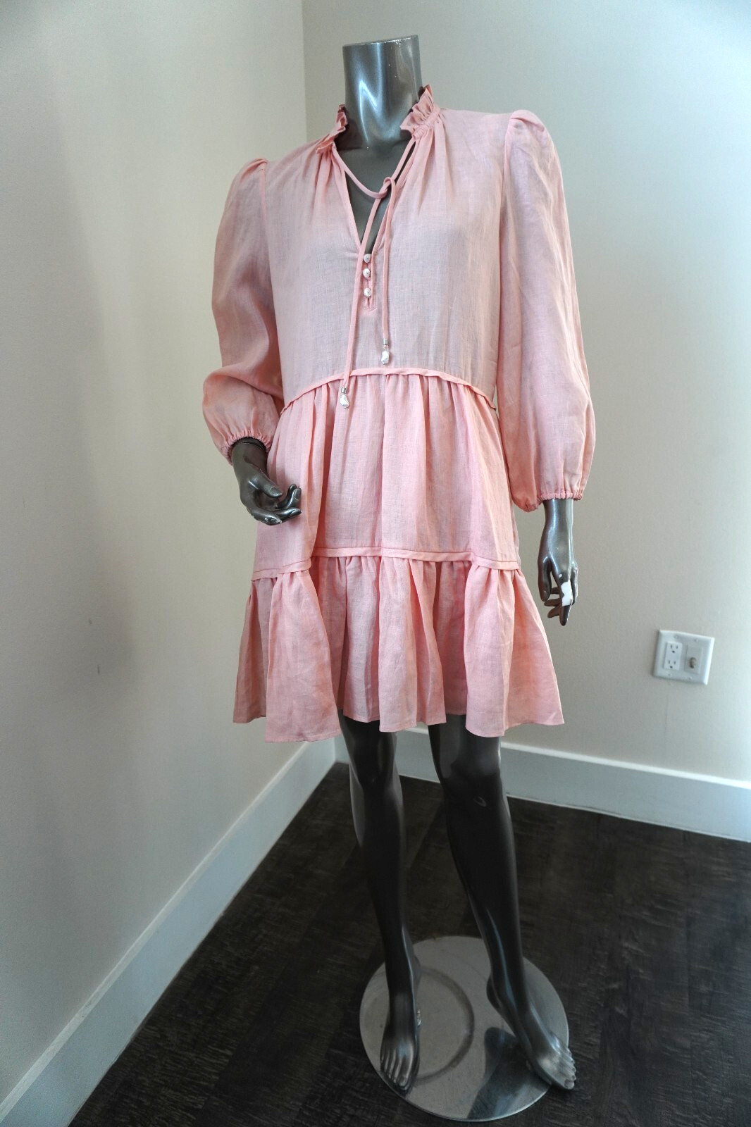 Veronica Beard Hawkin Linen Dress Pebble Light Coral Size 4 New Tag $448
