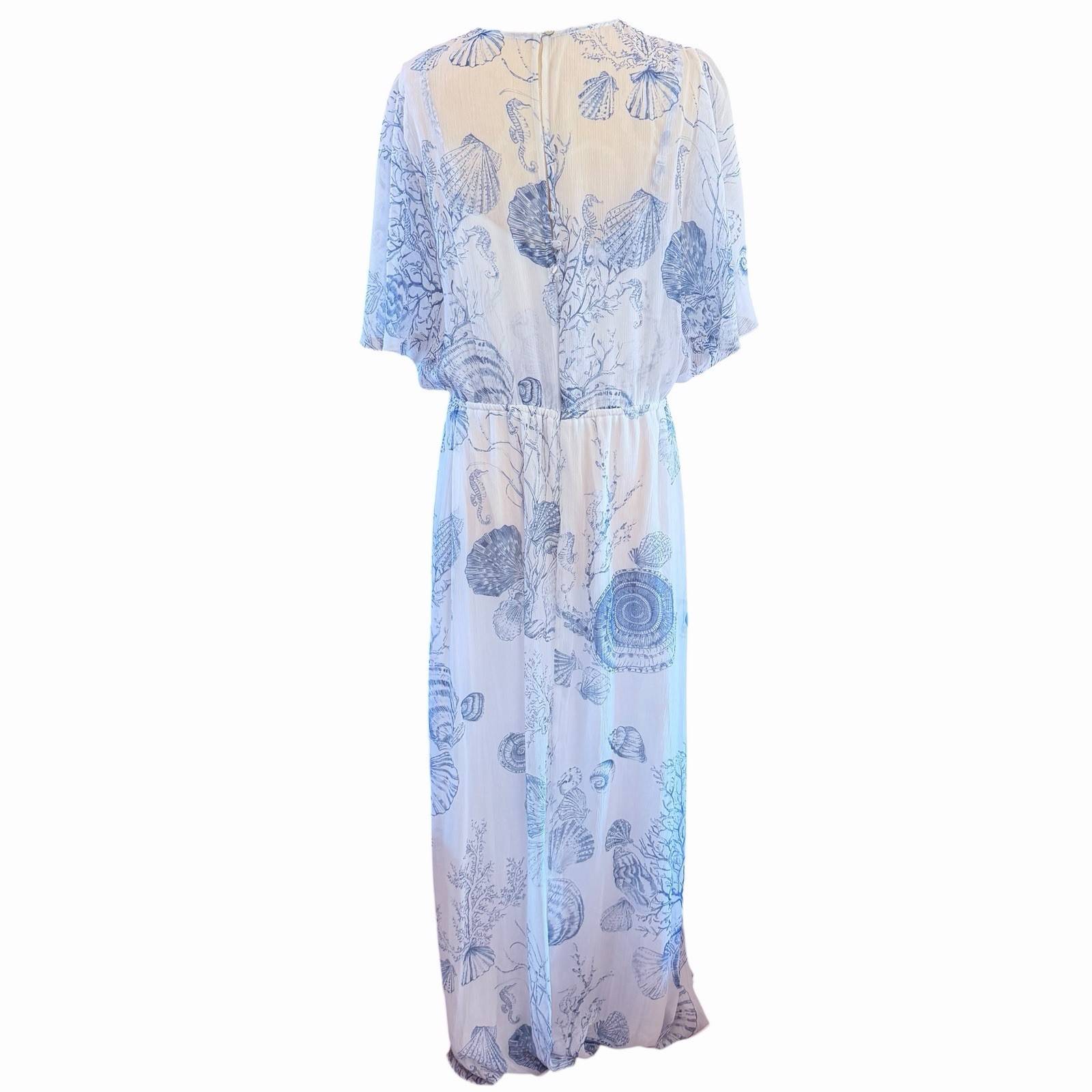 Soft Surroundings L Coastal Sequin Beaded SeaShell Captiva Beachy Maxi Dress