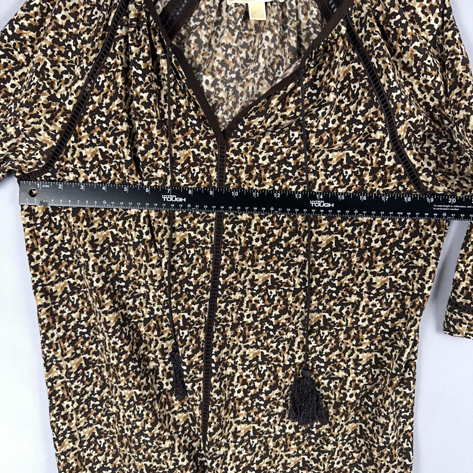 Michael Michael Kors Tunic Dress Size Small Leopard Print Tassel Tie V Neck
