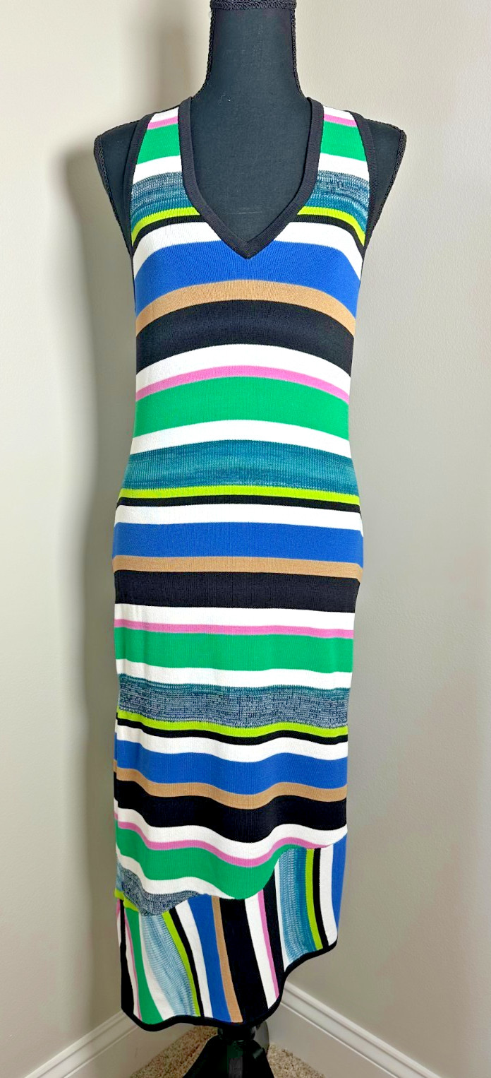 L A U N D R Y by Shelli Segal Knit Asymmetrical Stripe Dress M