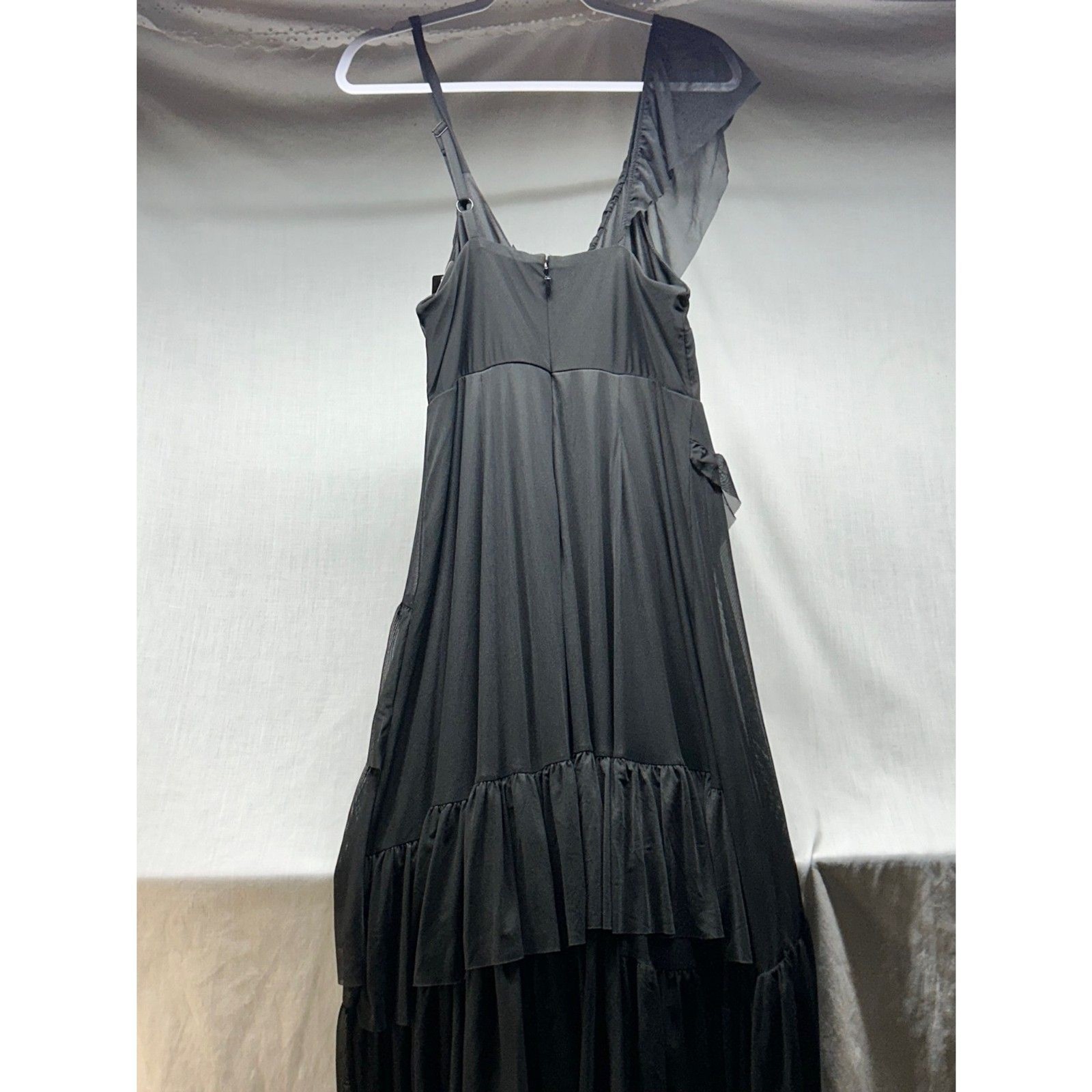 Torrid Black Mesh Asymmetric Ruffle Party Midi Dress – Size 00 (M/L 10) NWT
